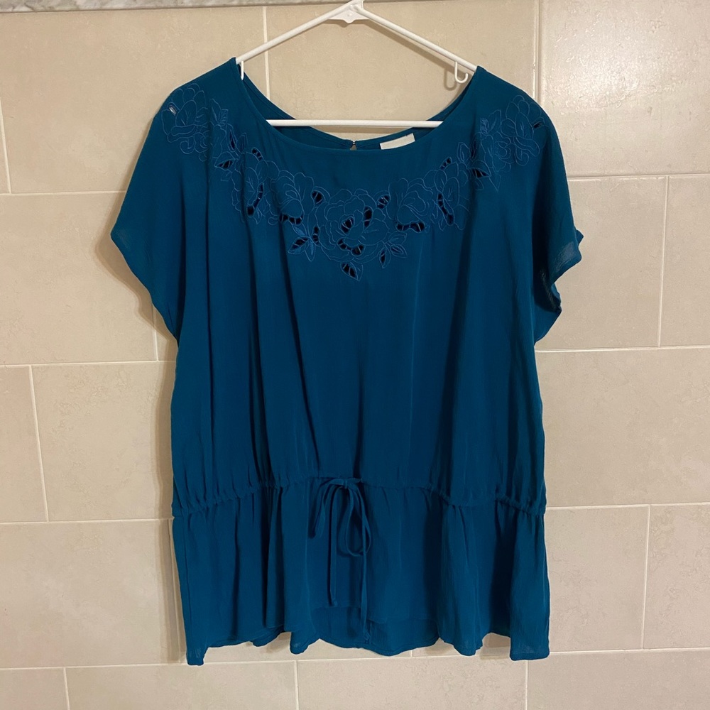 Ava & Viv Blouse with Floral Cut Outs